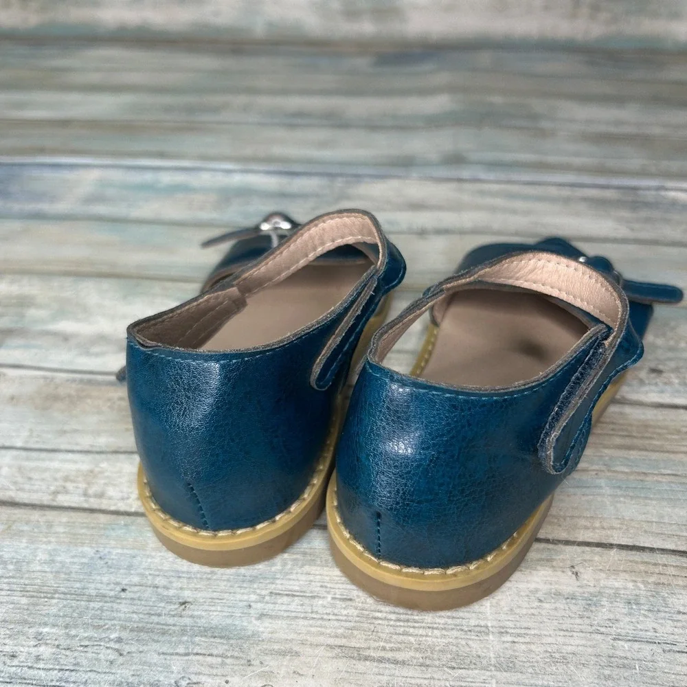 Monkey Feet‎ Leather Sandals Size 4-5y Strappy Blue Girls